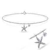Starfish CZ Silver Anklet ANK-594